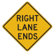 Tennessee Road Signs | Right Lane Ends Tennessee Warning Road Signs | Right Lane Ends